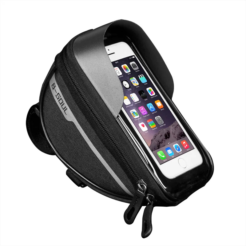 B-SOUL Cycling Bicycle Bike Head Tube Handlebar Cell Mobile Phone Bag Case Holder Screen Phone Mount Bags Case for 6.5In