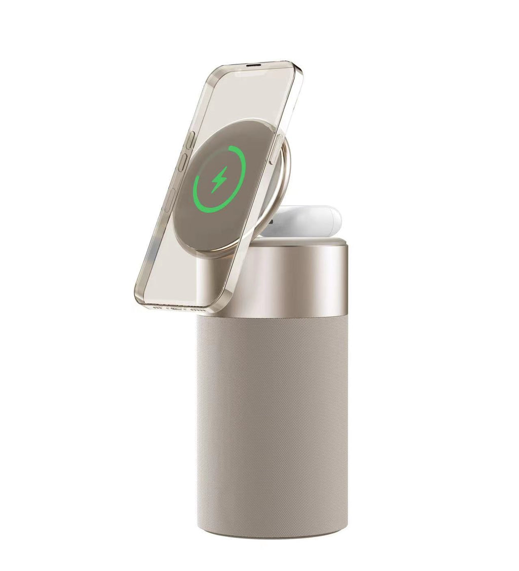 3 in 1 Multi-Function Iphone and Airpods Wireless Charger Portable Bluetooth Speaker with Touch Lamp for Home and Office