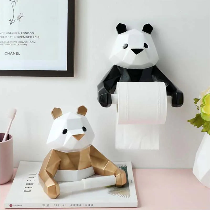 Panda Wall Mount Roll Paper Holder, Towel Tissue Holder, Tissue Hanger, WC, Kitchen, Bathroom Organizer, Accessories