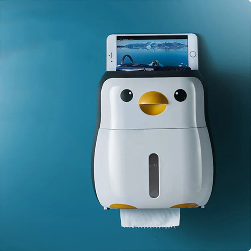 Panda Wall Mount Roll Paper Holder, Towel Tissue Holder, Tissue Hanger, WC, Kitchen, Bathroom Organizer, Accessories