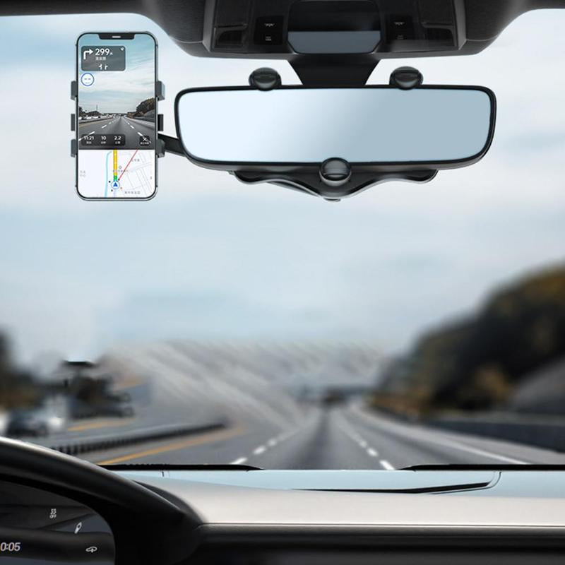 Rearview Mirror Phone Holder for Car Rotatable and Retractable Car Phone Holder Multifunctional 360 Rear View Mirror Phone Holder Suitable for All Mobile Phones and All Car