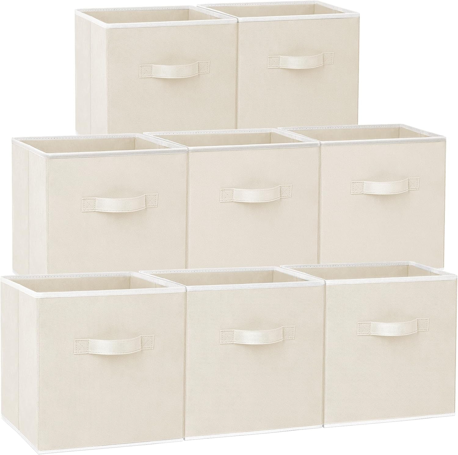 Storage Cubes - 11 Inch Heavy Duty Fabric Closet Bins for Shelves, Cube Organizer - 8 Pack Collapsible Decorative Storage Bins Baskets for Organizing Clothes Blankets Toys (Grey)