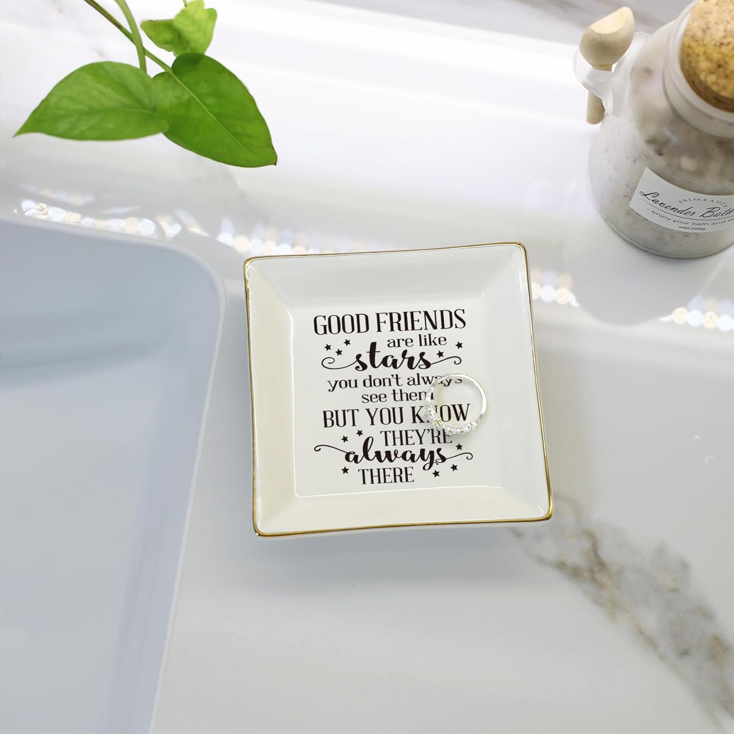 Ceramic Ring Dish Jewelry Tray for Mom Sister Friends, Ceramic