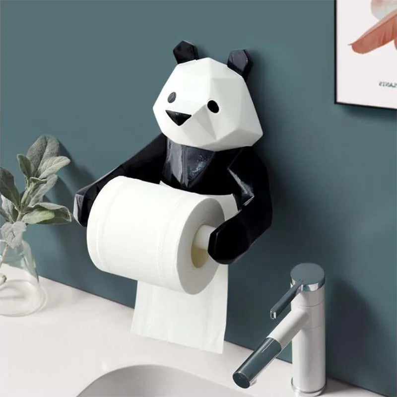 Panda Wall Mount Roll Paper Holder, Towel Tissue Holder, Tissue Hanger, WC, Kitchen, Bathroom Organizer, Accessories