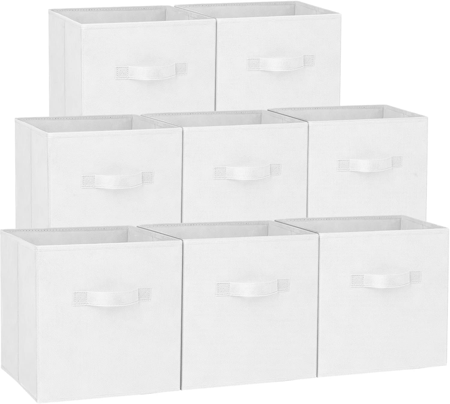 Storage Cubes - 11 Inch Heavy Duty Fabric Closet Bins for Shelves, Cube Organizer - 8 Pack Collapsible Decorative Storage Bins Baskets for Organizing Clothes Blankets Toys (Grey)