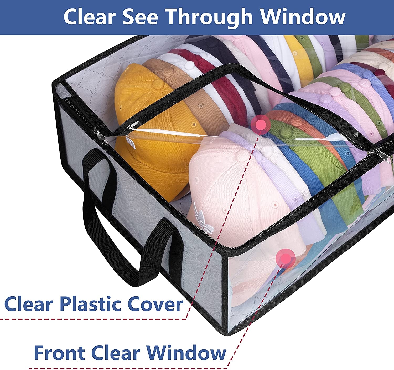 Hat Storage for Baseball Caps Organizer, Grey, 5