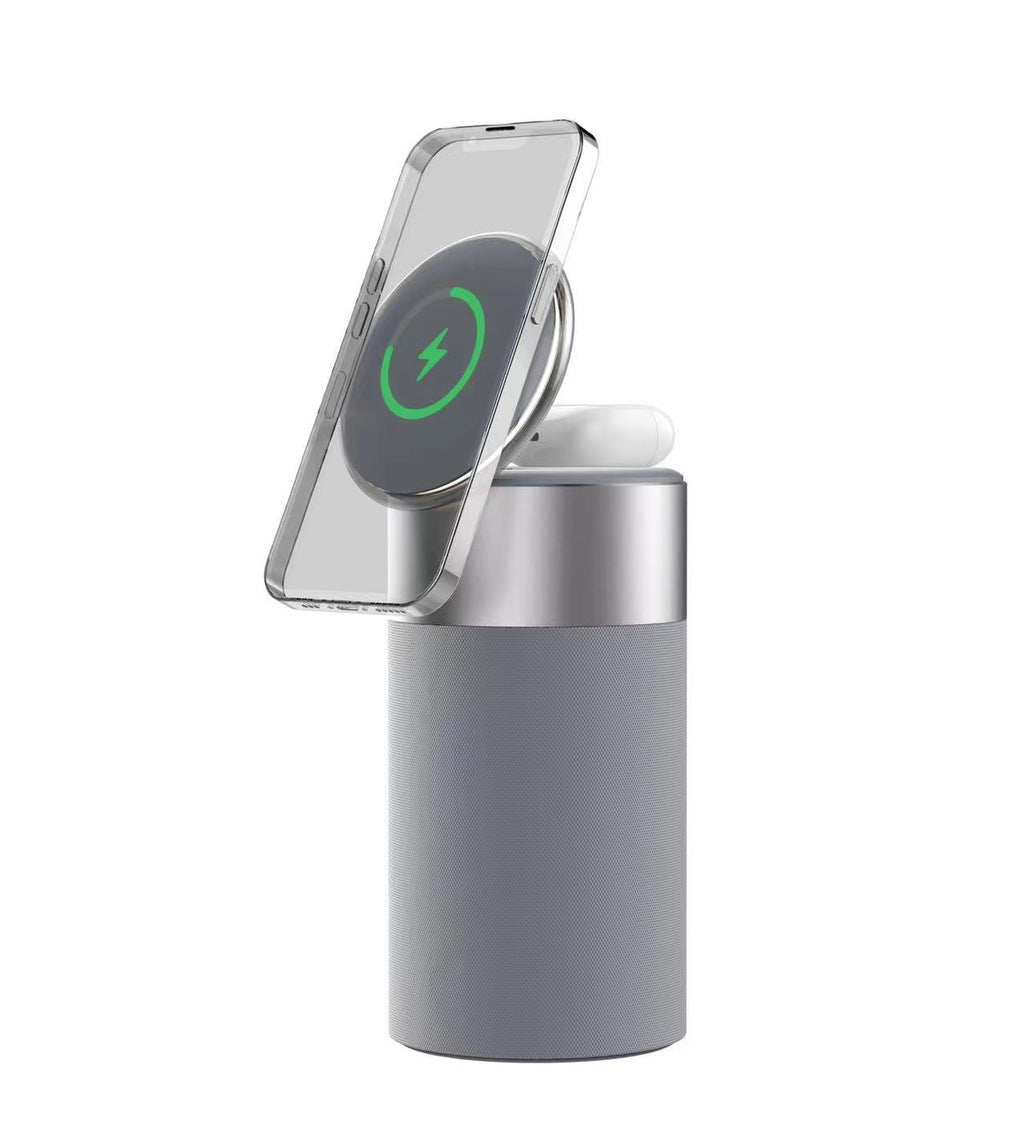 3 in 1 Multi-Function Iphone and Airpods Wireless Charger Portable Bluetooth Speaker with Touch Lamp for Home and Office
