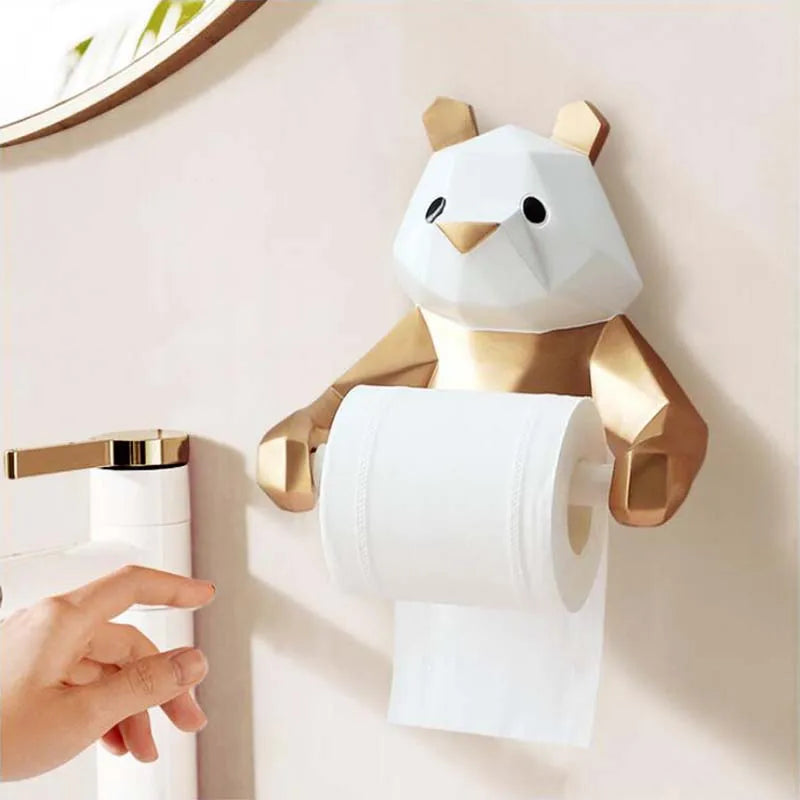 Panda Wall Mount Roll Paper Holder, Towel Tissue Holder, Tissue Hanger, WC, Kitchen, Bathroom Organizer, Accessories
