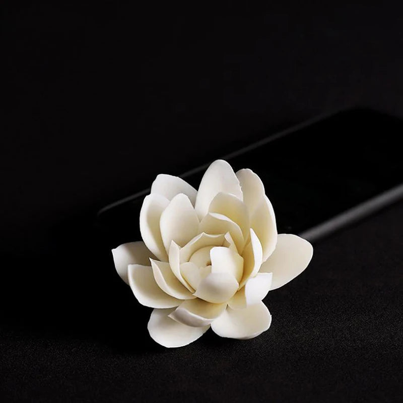 Ceramic White Lotus Incense Burner Home Decor Incense Stick Holder Aromatherapy