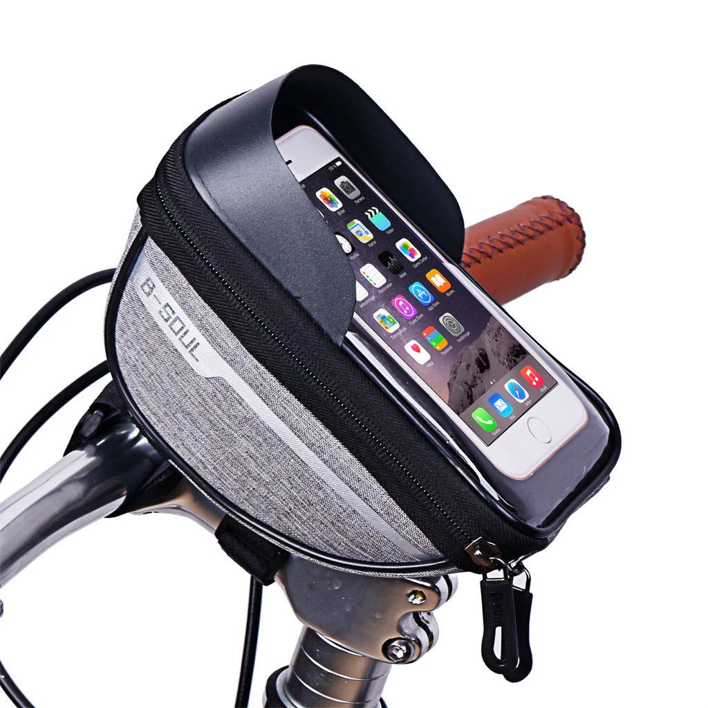 B-SOUL Cycling Bicycle Bike Head Tube Handlebar Cell Mobile Phone Bag Case Holder Screen Phone Mount Bags Case for 6.5In