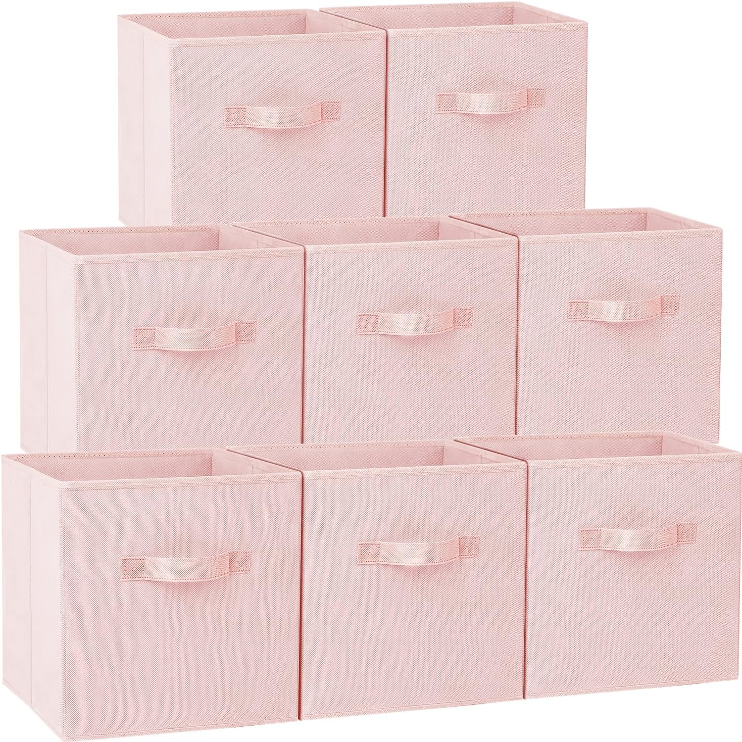 Storage Cubes - 11 Inch Heavy Duty Fabric Closet Bins for Shelves, Cube Organizer - 8 Pack Collapsible Decorative Storage Bins Baskets for Organizing Clothes Blankets Toys (Grey)
