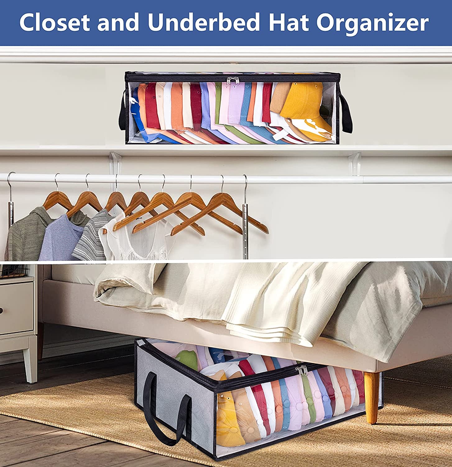 Hat Storage for Baseball Caps Organizer, Grey, 5