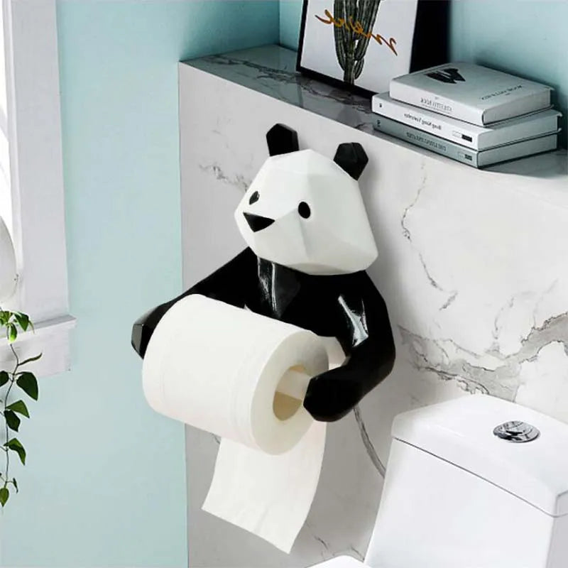 Panda Wall Mount Roll Paper Holder, Towel Tissue Holder, Tissue Hanger, WC, Kitchen, Bathroom Organizer, Accessories