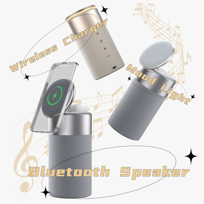 3 in 1 Multi-Function Iphone and Airpods Wireless Charger Portable Bluetooth Speaker with Touch Lamp for Home and Office
