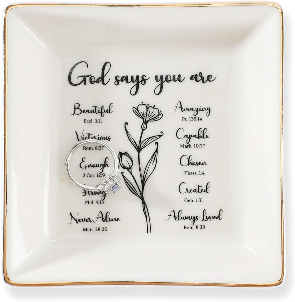 Ceramic Ring Dish Jewelry Tray for Mom Sister Friends, Ceramic