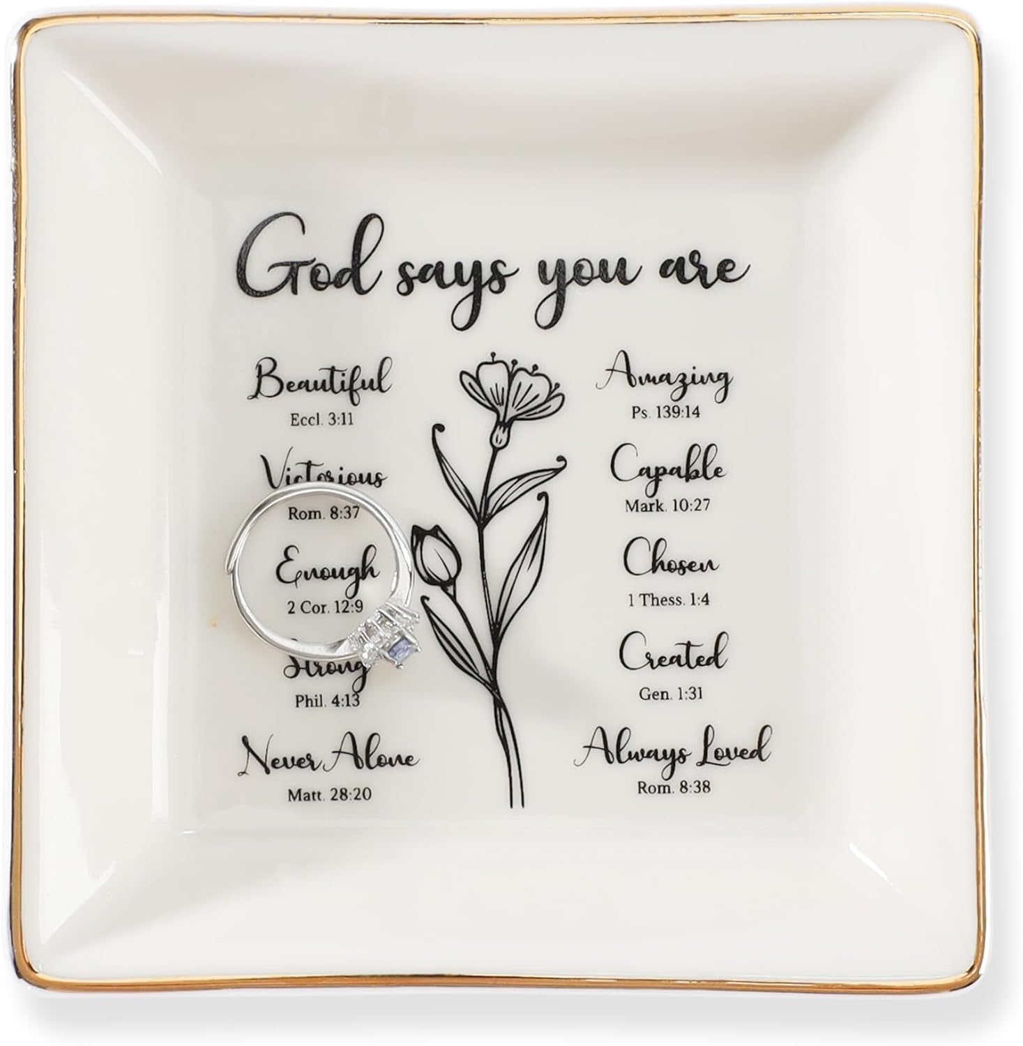 Ceramic Ring Dish Jewelry Tray for Mom Sister Friends, Ceramic